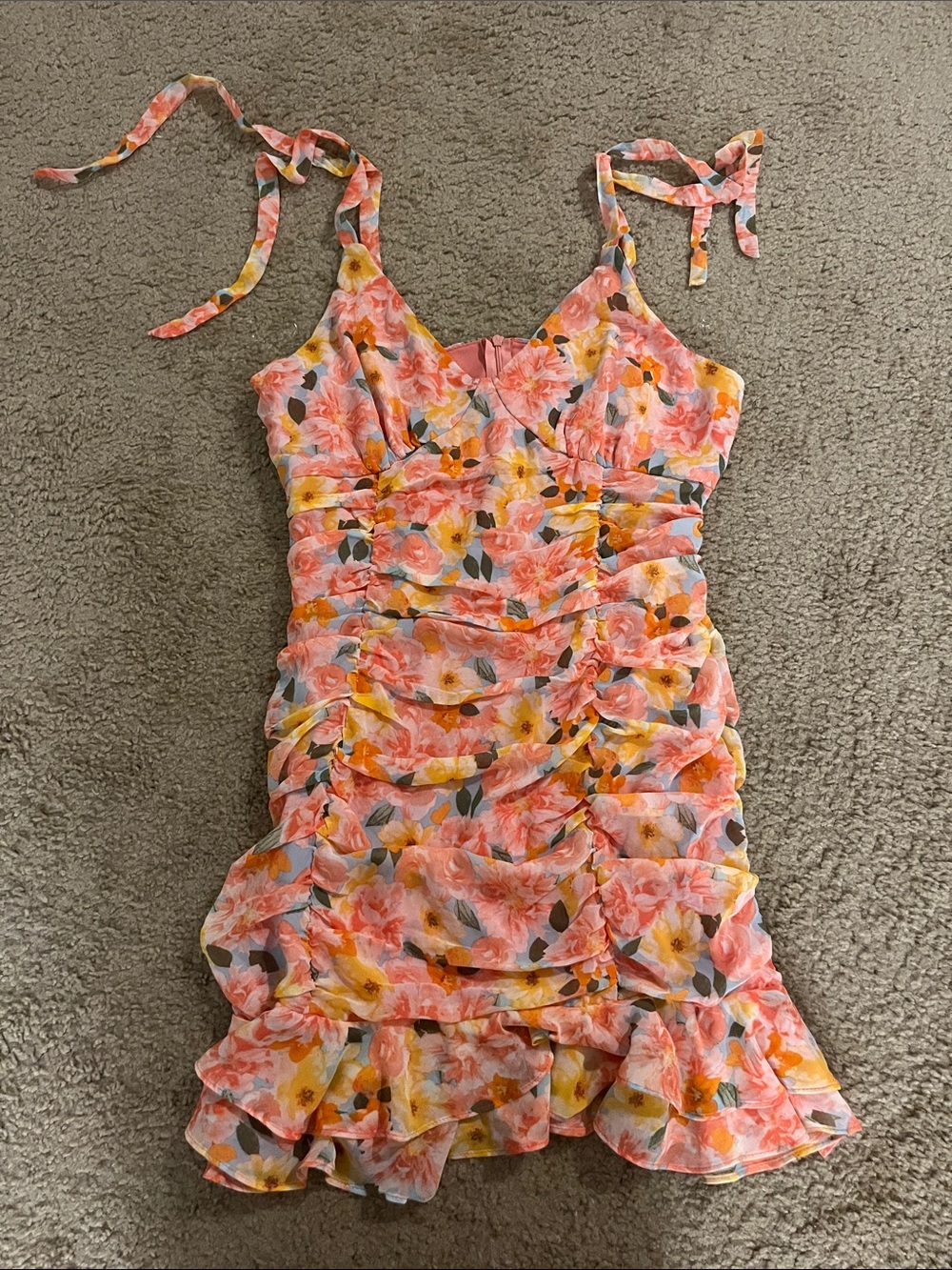 Lily Rose Pink Floral Ruffled Mini Dress